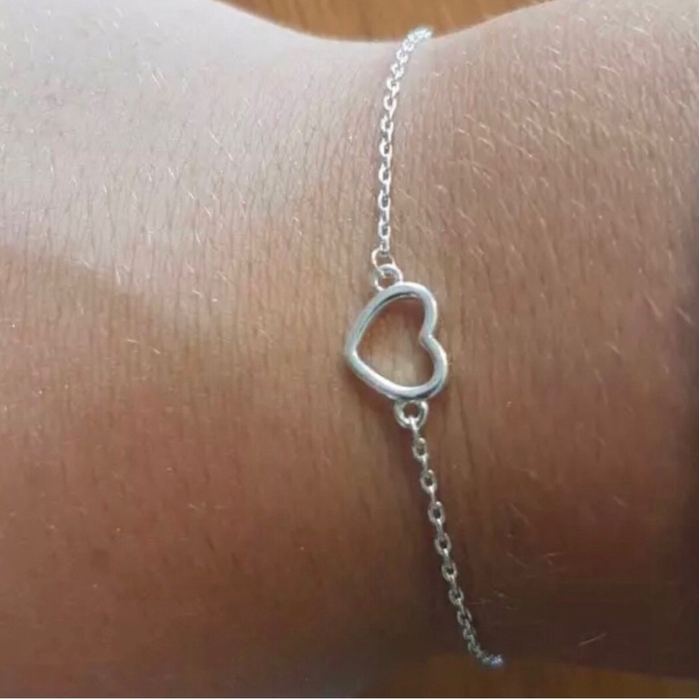 Delicate Sterling Silver Heart Chain Bracelet